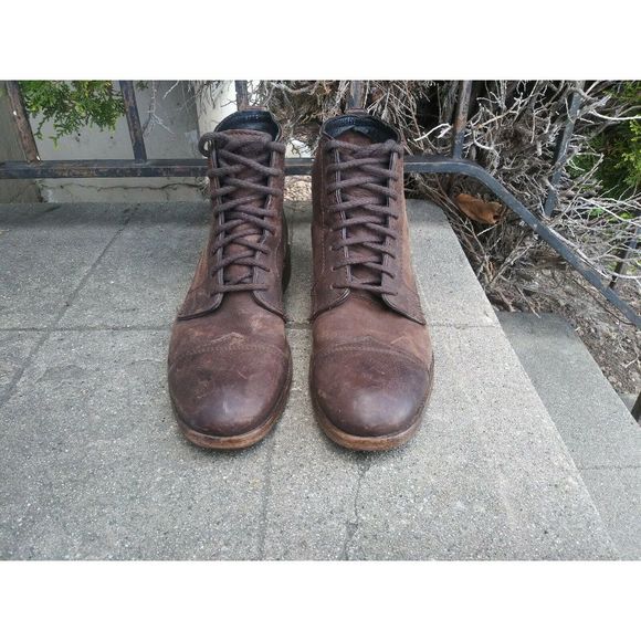 FRYE Everett Lace  Distressed Leather Boots Men 12 - Picture 2 of 7